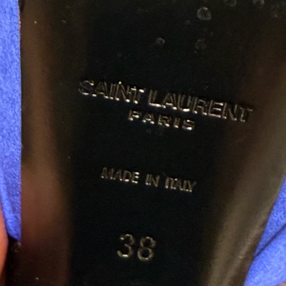 Saint Laurent Blue Satin Jodie Peep Toe Platform, EUC, Size 38 (8.) - Picture 12 of 16